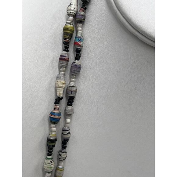 Multicolor Double Strand Paper
Bead Necklace - Picture 3 of 11
